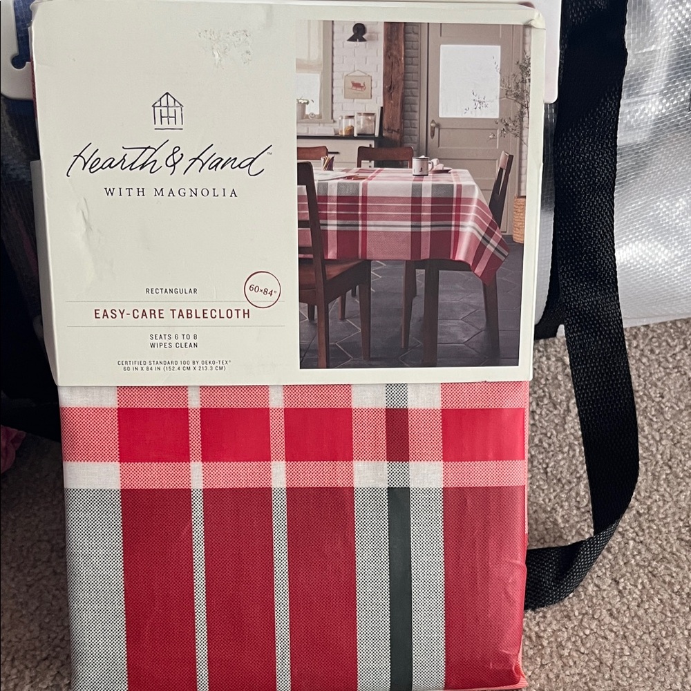 Hearth & Hand Red Plaid Easy-Care Tablecloth